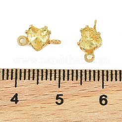 Подвески-сердечки с кубическим цирконием из латуни&nbsp;KK-P347-02G