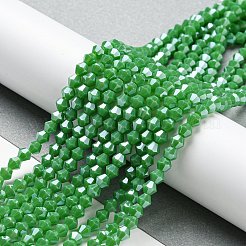 Brins de perles de verre galvanisées de couleur unie opaque&nbsp;GLAA-F029-P4mm-C08
