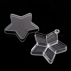 プラスチックビーズ収納ケース  5のコンパートメント  スター  透明  9.1x8.6x1.6cm  穴：6mm&nbsp;X-CON-S043-034