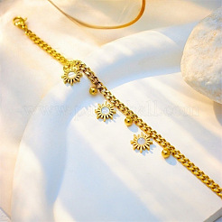 Браслеты с подвесками из латуни в виде подсолнуха и круглой бусины FS-WG2E45F-01