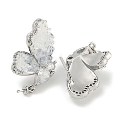 Серьга-пусет из латуни с эмалью и фианитами KK-Q820-07P