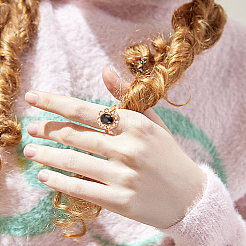 4 шт. регулируемые оправы для колец-солитеров из латуни с микропаве из прозрачного кубического циркония&nbsp;ZIRC-NB0002-06G