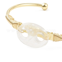 Bracelet de manchette ouvert en grain de café en cristal de quartz naturel&nbsp;BJEW-G660-01G-07