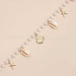 Taillenkette mit Quaste aus Naturmuscheln und Eisen in Form eines Seesterns&nbsp;AJEW-CP0011-35B