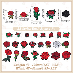 28 шт. нашивки из полиэстера с компьютерной вышивкой в виде розы&nbsp;PATC-WH0003-52