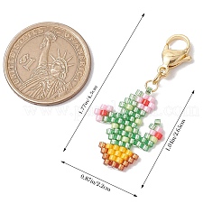 Decorazioni pendenti con perline di semi di vetro di cactus&nbsp;HJEW-SZ00033