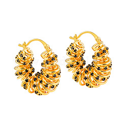 Серьги-кольца из латуни с микропаве из кубических цирконий FS-WG5C759-01