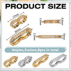 8ocs 4 Stile Messing Strass Erdnuss Twister Verschlüsse&nbsp;KK-DR0001-58