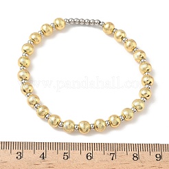 Латунные круглые бусины эластичные браслеты для женщин BJEW-B148-01GP