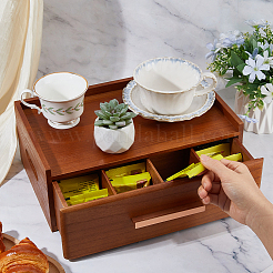 Boîte de rangement pour sachets de thé en bois à 8 compartiment&nbsp;AJEW-WH0696-693