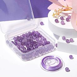 100шт 8мм натуральный аметист круглые бусины DIY-LS0002-13