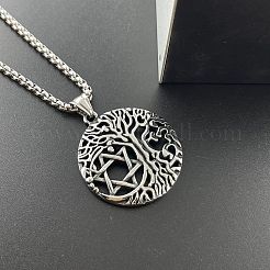 Винтажное ожерелье из нержавеющей стали 304 с подвеской в виде дерева жизни и звезды Давида для мужчин RS4440