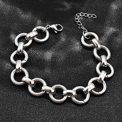 Браслеты из плоской круглой цепочки из нержавеющей стали 304 для женщин BJEW-R021-08P