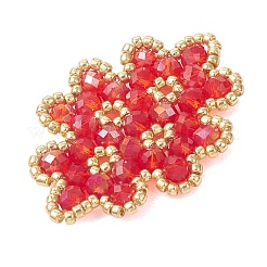 Подвески-коннекторы из плетеных стеклянных бусин&nbsp;PALLOY-MZ01201-02