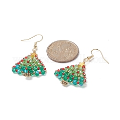 Стеклянные елочные серьги с подвесками&nbsp;EJEW-JE05260