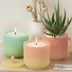 Формы для банок для свечей с полосками и колоннами DIY-K073-04