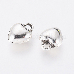 CCBプラスチックチャーム  ハート  アンティークシルバー  9.5x8x4.5mm  穴：2mm&nbsp;CCB-P005-030AS
