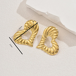 Асимметричные серьги-гвоздики с полой текстурой в форме сердца из нержавеющей стали 201&nbsp;OS0464