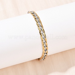 Браслеты из нержавеющей стали 304 с панцирным плетением для женщин&nbsp;BJEW-G757-14GP