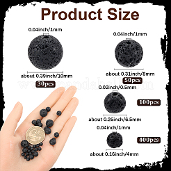 580 шт. 4 размера круглых бусин из натуральной лавы&nbsp;G-SP0001-18