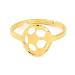 201ステンレススチール製調節可能な女性用リング  サッカー/花/猫/ハート/犬  サッカー  12mm  内径：18mm&nbsp;RJEW-D082-03A