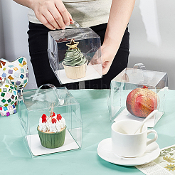 Складные квадратные прозрачные коробки для кексов для домашних животных CON-WH0088-28B