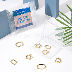 真鍮huggieフープピアス  長持ちメッキ  スター＆ハート＆オーバル  18KGP本金メッキ  4のペア/箱&nbsp;EJEW-BC0001-02G