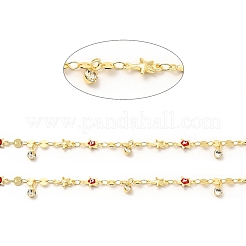 Stella smaltata con malocchio e catene a maglie tonde piatte in ottone&nbsp;CHC-C003-01G-04