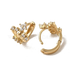 Pendiente de aro con micro pavé de circonitas cúbicas de latón chapado en oro kc&nbsp;EJEW-L271-01KCG-03