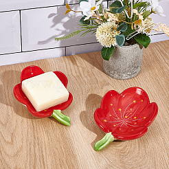 2 bandeja para jabón de cerámica con forma de flor de 2 estilos&nbsp;AJEW-WR0002-79
