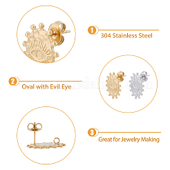 4 пара двухцветных сережек-гвоздиков из нержавеющей стали 304 STAS-DC0014-88