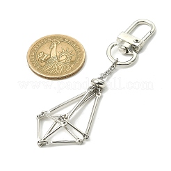 キーホルダー用の真鍮ポーチ空の石ホルダー  合金回転式ナスカン付き  プラチナ  8.45cm&nbsp;KEYC-TA00025-02