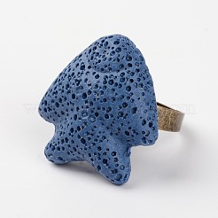 Регулируемые кольца для пальцев с камнями из лавы и драгоценными камнями RJEW-I015-11