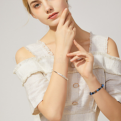 4шт. 4-цветный комплект круглых тянущихся браслетов с бусинами из натурального тигрового глаза и черного агата BJEW-FI0001-44