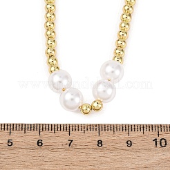 Ожерелья с круглыми бусинами из латуни и искусственного жемчуга ABS BJEW-H209-02G