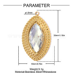 Acciaio inossidabile 304 con pendenti in strass di cristallo&nbsp;RB-OY001-01G