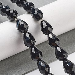 Нити бусин из натурального черного агата&nbsp;G-P520-B15-01