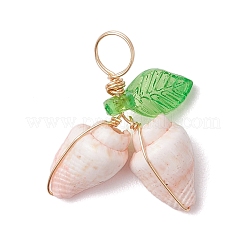 12 шт. 4 стиля подвески из натуральной морской ракушки в медной проволоке&nbsp;PALLOY-JF03611