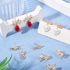 4 пара 2 стилей латунных микропаве прозрачных кубических цирконий серьги-гвоздики фурнитура&nbsp;KK-TA0002-63