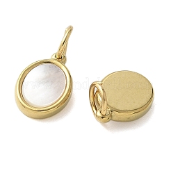 Подвески из нержавеющей стали 304 с покрытием из натуральной раковины морского ушка/белой раковины&nbsp;STAS-U037-03G-02