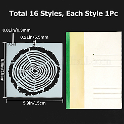 16 Stück 16 Arten Kunststoff aushöhlen Malschablonen-Sets&nbsp;DIY-WH0401-85