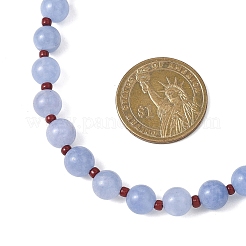 Женские ожерелья из натурального малайзийского нефрита круглой формы диаметром 8.5 мм с бусинами из стеклянных семян&nbsp;NJEW-JN05646-01