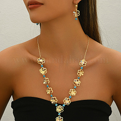 Элегантные цветочные железные кубические циркониевые серьги и ожерелья для женских вечеринок CW0410