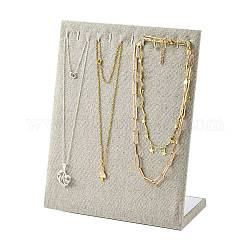 Wood Necklace Display Stands, 12 Hooks Necklace Display Stand, with Hemp Cloth and Iron Findings, BurlyWood, 25x20x8.2cm