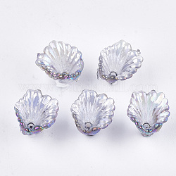 Tapas de abalorios de acrílico transparentes, color de ab, flor, gris pizarra, 10x12x12mm, agujero: 1.2 mm, aproximamente 1960 unidades / 500 g