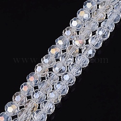 Electroplate Glass Beads Strands, AB Color Plated, Faceted(32 Facets), Round, Clear AB, 4mm, Hole: 0.5mm, about 100pcs/strand, 14.2 inch