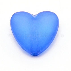 Perline acrilico opaco, smerigliato, cuore, blu, 12x12.5x7mm, Foro: 1.6 mm