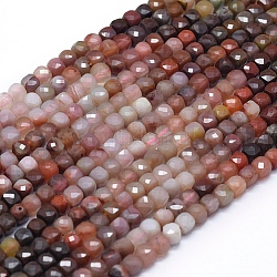 Naturelles multicolores perles d'agate brins, facette, teinte, carrée, 4x4x4mm, Trou: 0.7mm, Environ 80 pcs/chapelet, 15.55 pouce (39.5 cm)
