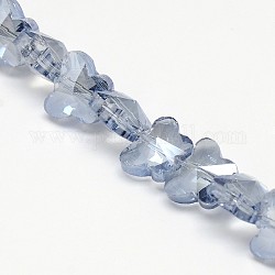 Electroplate Crystal Glass Butterfly Beads Strands, Faceted, Rainbow Color Plated, Blue, 8x10x6mm, Hole: 1mm, about 49pcs/strand, 15.4 inch