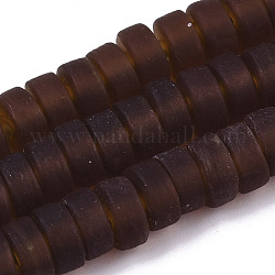 Handmade Frosted Lampwork Beads Strands, Heishi Beads, Disc/Flat Round, Sienna, 9x4.5mm, Hole: 1.6mm, about 108pcs/Strand, 19.29 inch